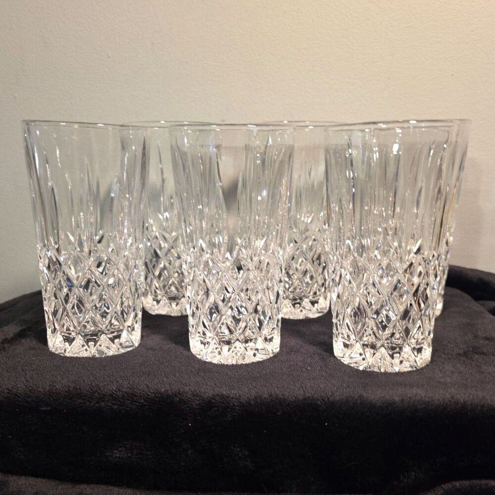Gorham King Edward 10 oz Highball Crystal Glasses with Textured Foot – Set of 6